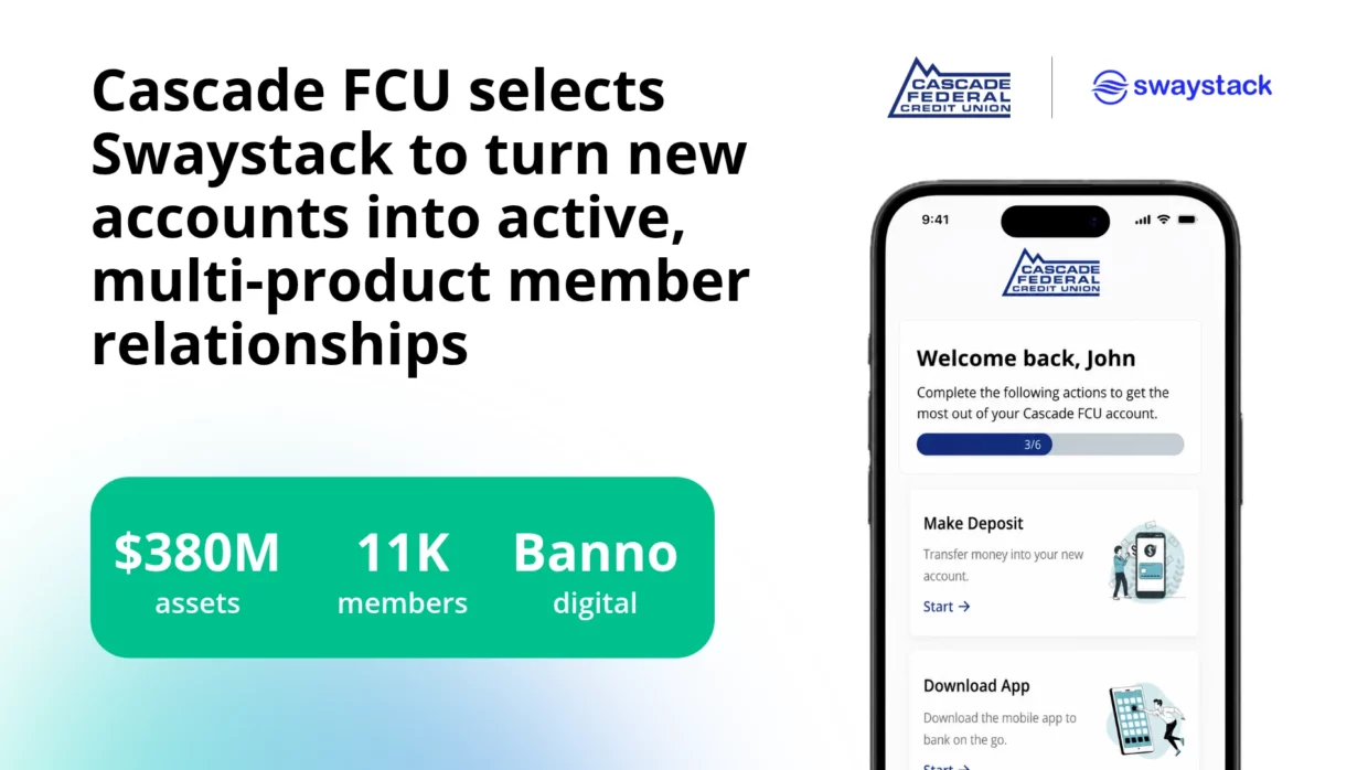 Cascade Federal Credit Union selects Swaystack to turn new accounts into active, multi-product member relationships